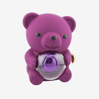 Eternal Rose Bear with Engraved Necklace