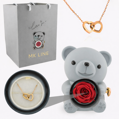 Eternal Rose Bear with Engraved Necklace