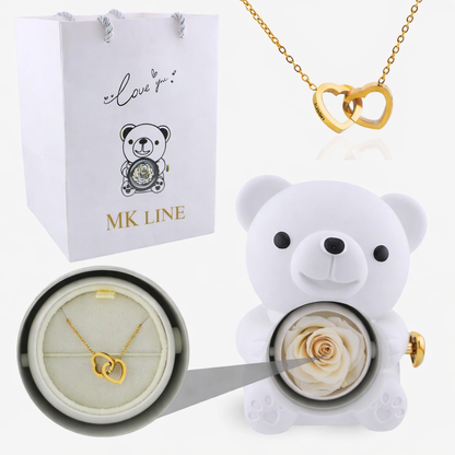 Eternal Rose Bear with Engraved Necklace