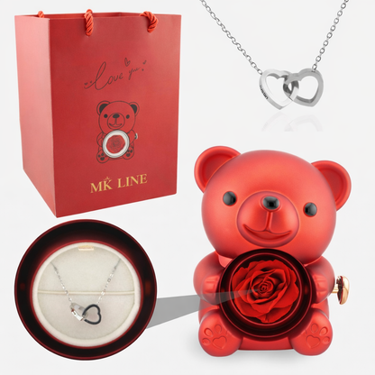 Eternal Rose Bear with Engraved Necklace