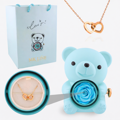 Eternal Rose Bear with Engraved Necklace