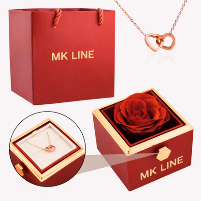 Eternal Rose Box with Engraved Necklace