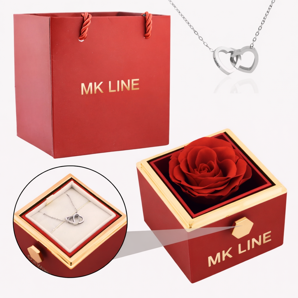 Eternal Rose Box with Engraved Necklace