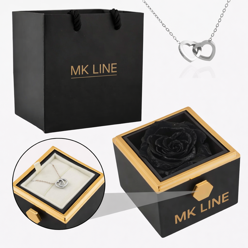 Eternal Rose Box with Engraved Necklace