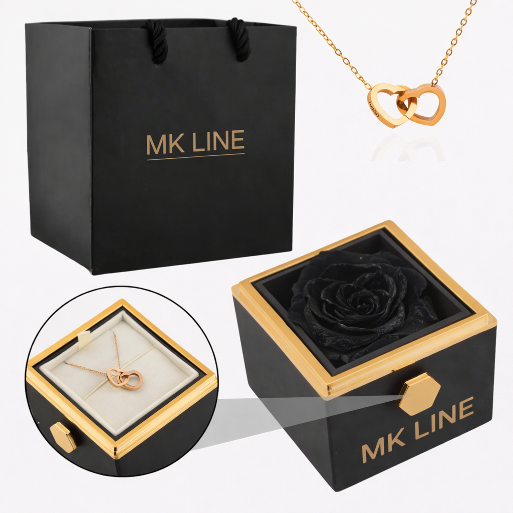 Eternal Rose Box with Engraved Necklace