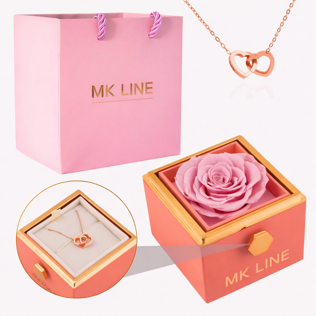 Eternal Rose Box with Engraved Necklace