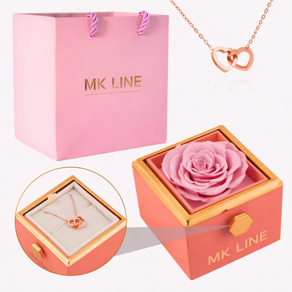 Eternal Rose Box with Engraved Necklace