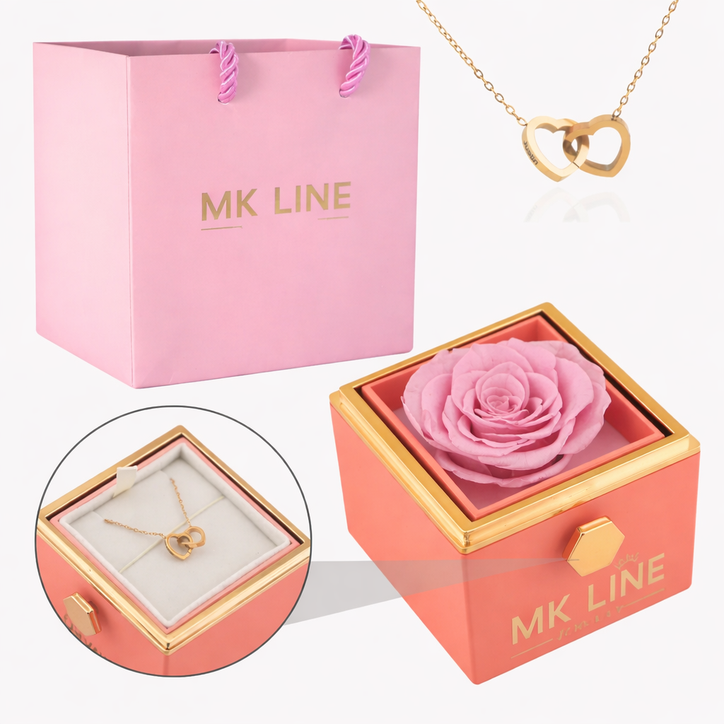 Eternal Rose Box with Engraved Necklace