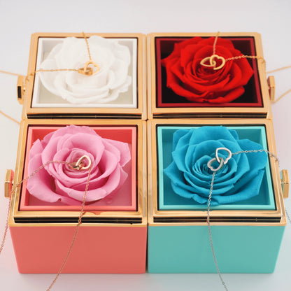 Eternal Rose Box with Engraved Necklace